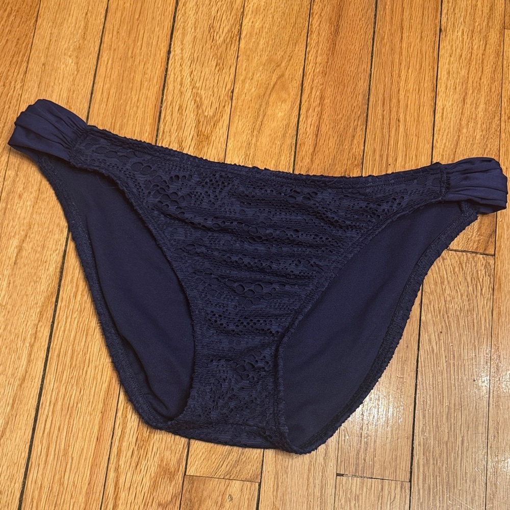 Navy Bikini Bottom with Lace Detail L